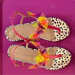 Betsey Johnson Hensly Fuschia Multi Flat Sandal Jelly Flowers​​